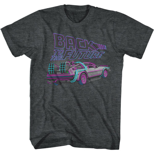 Black heather Back to the Future t-shirt featuring Back to the Future High Lights design