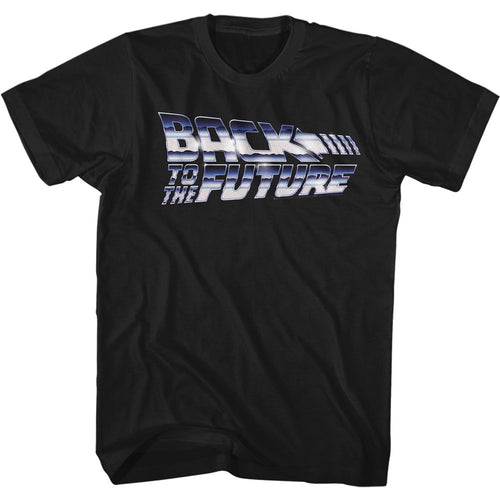 Black Back to the Future t-shirt featuring Back to the Future Chrome To The Future design