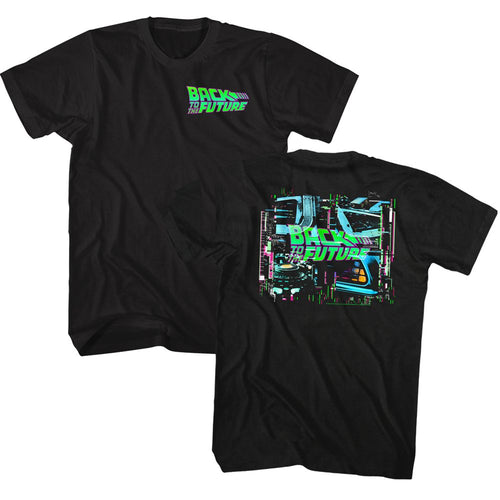Black Back to the Future t-shirt featuring Back to the Future Neon BTTF design