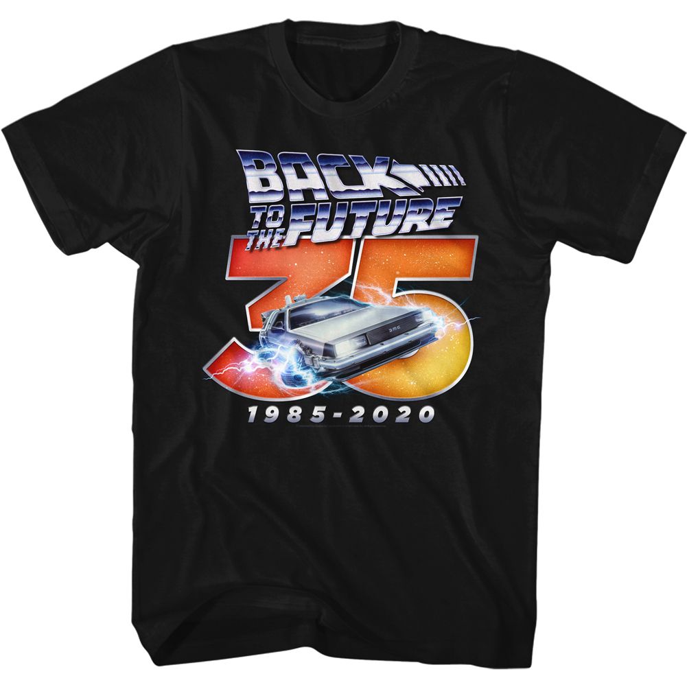 Black Back to the Future t-shirt featuring Back to the Future Thirty Five anniversary design
