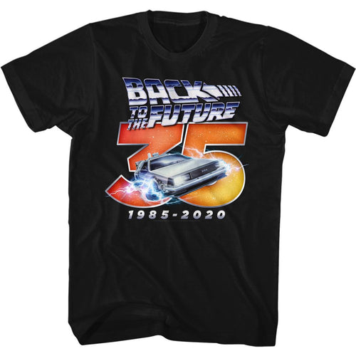 Black Back to the Future t-shirt featuring Back to the Future Thirty Five anniversary design