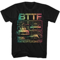 Black Back to the Future t-shirt featuring Back to the Future Powered By Flux Capacitor design