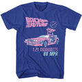 Royal blue Back to the Future t-shirt featuring Back to the Future Perspective design