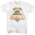 White Back to the Future t-shirt featuring Back to the Future Great Scott 1985 design