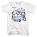 White Back to the Future t-shirt featuring Back to the Future Clock And Lightning design