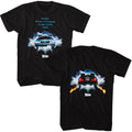 Black Back to the Future t-shirt featuring Back to the Future Driving Through design