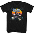 Black Back to the Future t-shirt featuring Back to the Future Into The Retro Sunset design