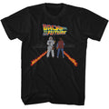Black Back to the Future t-shirt featuring Back to the Future Fire Streaks design