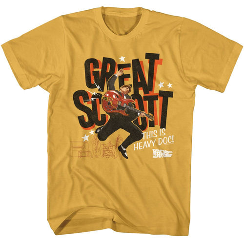 Ginger Back to the Future t-shirt featuring Back to the Future Great Scott Guitar design