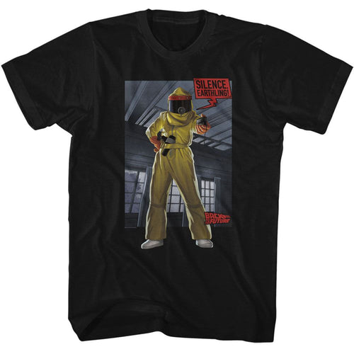 Black Back to the Future t-shirt featuring Back to the Future Silence Earthling design