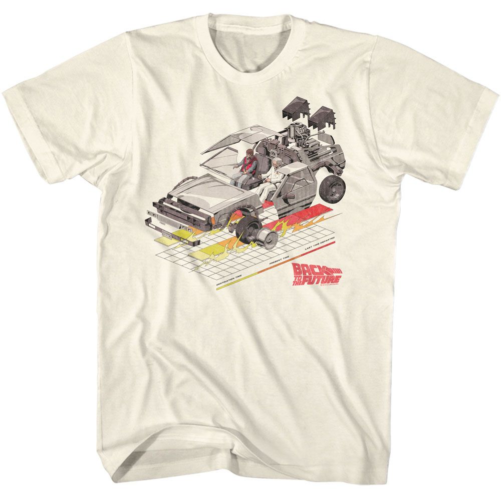 Natural Back to the Future t-shirt featuring Back to the Future Car With Grid design