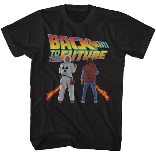 Black Back to the Future t-shirt featuring Back to the Future Doc And Marty design
