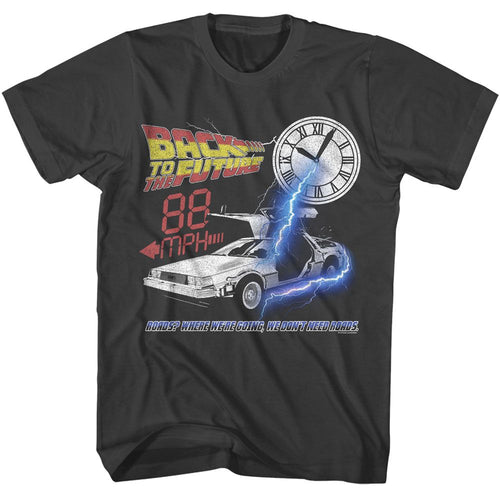 Smoke gray Back to the Future t-shirt featuring Back to the Future Where We're Going design