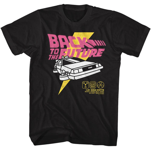 Black Back to the Future t-shirt featuring Back to the Future Bright Graphic design