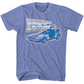 Light blue heather Back to the Future t-shirt featuring Back to the Future Logo And Car design