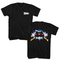 Black Back to the Future t-shirt featuring Back to the Future DeLorean Back front and back design