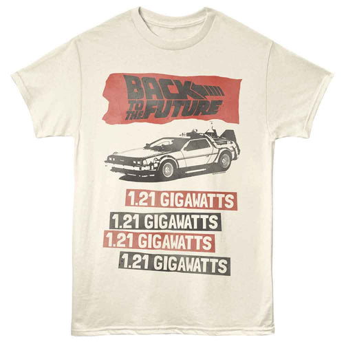 Natural Back to the Future t-shirt featuring Back to the Future Gigawatts design