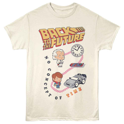 Natural Back to the Future t-shirt featuring Back to the Future No Concept Of Time design