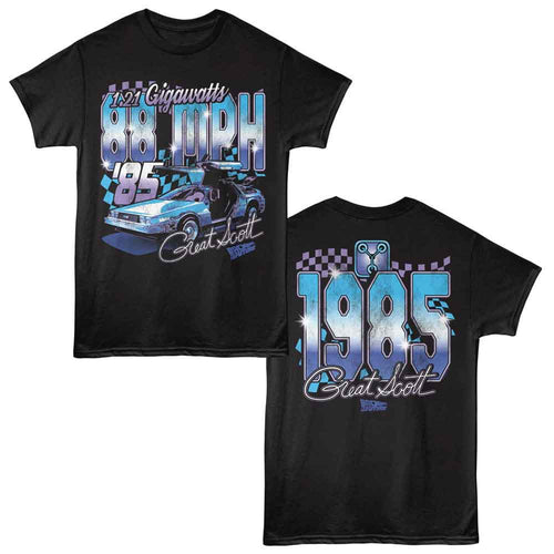 Black Back to the Future t-shirt featuring Back to the Future Great Gigawatts design