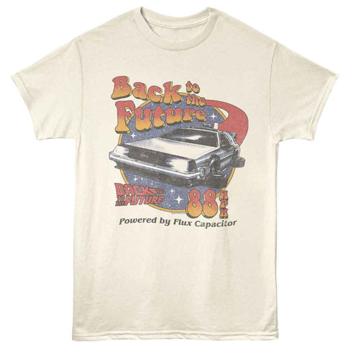 Natural Back to the Future t-shirt featuring Back to the Future Stars And Retro Font design