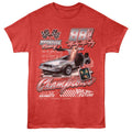 Red heather Back to the Future t-shirt featuring Back to the Future Champions design
