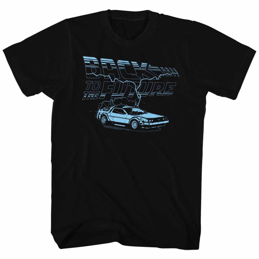 Black Back to the Future t-shirt featuring Back to the Future Ride The Lightning design
