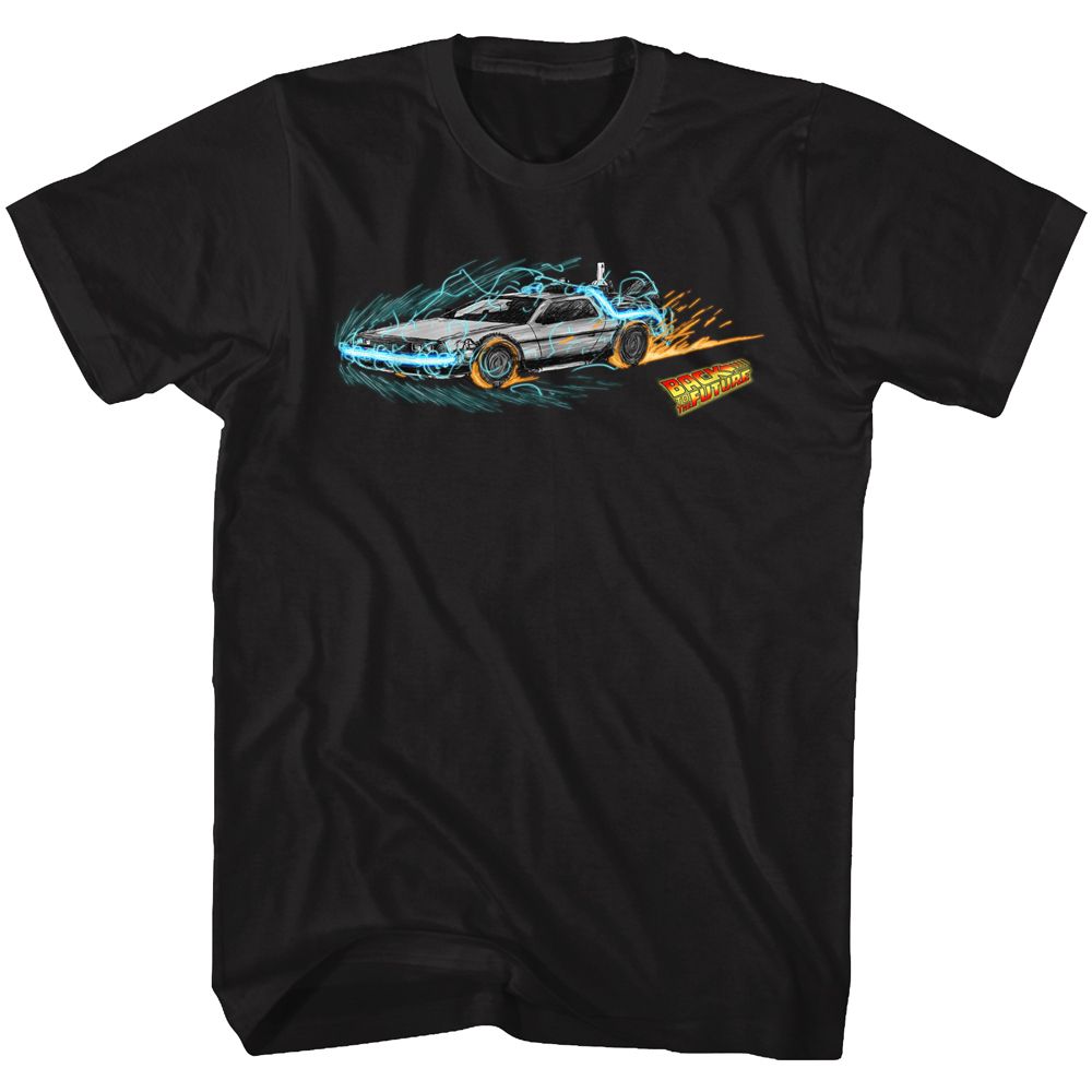 Black Back to the Future t-shirt featuring Back to the Future Time Painting design