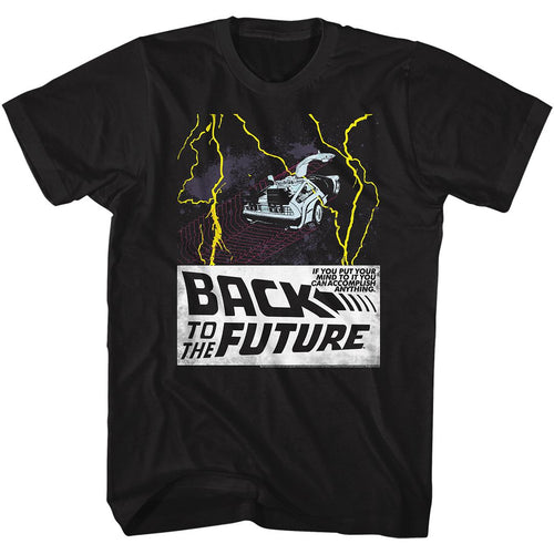 Black Back to the Future t-shirt featuring Back to the Future In Space design