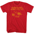 Red Back to the Future t-shirt featuring Back to the Future New Board hoverboard design