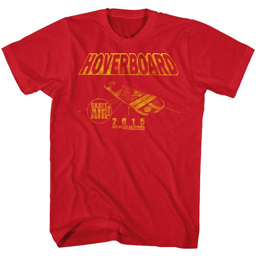 Red Back to the Future t-shirt featuring Back to the Future New Board hoverboard design