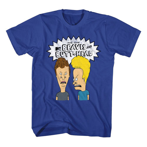 Royal blue Beavis and Butthead t-shirt featuring Beavis and Butthead The Boys And Logo design