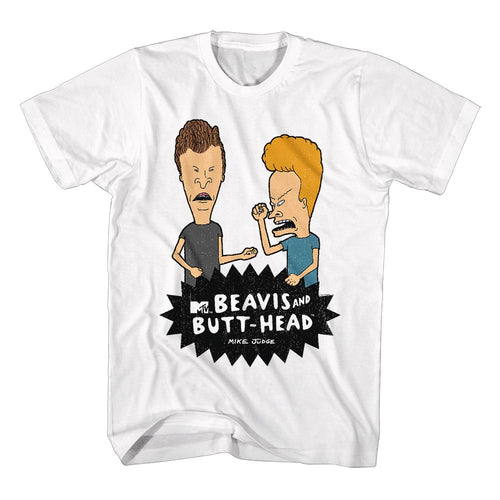 White Beavis and Butthead t-shirt featuring Beavis and Butthead This design