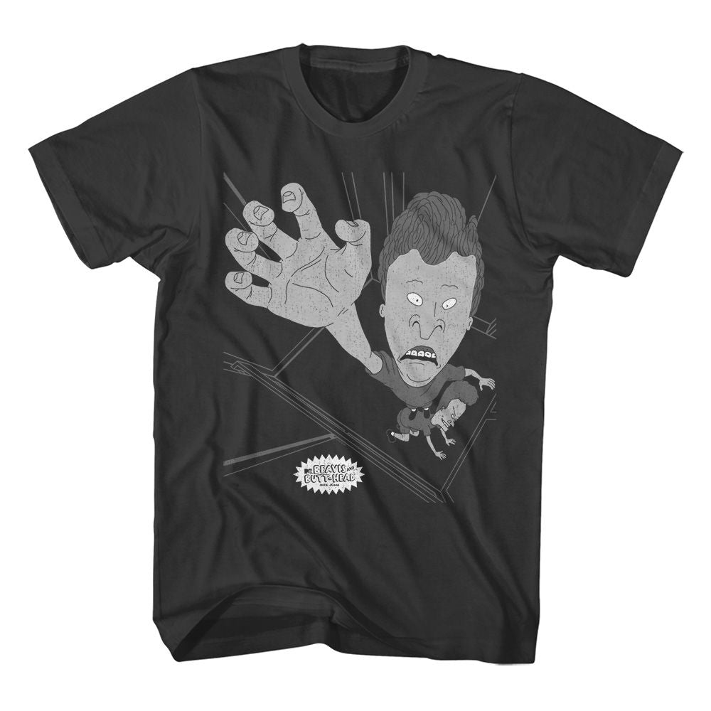 Smoke gray Beavis and Butthead t-shirt featuring Beavis and Butthead Elevator design