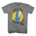Graphite heather Beavis and Butthead t-shirt featuring Beavis and Butthead Are You Threatening Me design