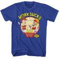 Royal blue Beavis and Butthead t-shirt featuring Beavis and Butthead Work Sucks design