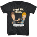 Black heather Beavis and Butthead t-shirt featuring Beavis and Butthead Shut Up Beavis design