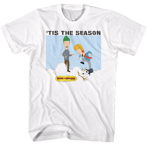 White Beavis and Butthead t-shirt featuring Beavis and Butthead Tis The Season design