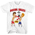 White Beavis and Butthead t-shirt featuring Beavis and Butthead Boxing Rules design