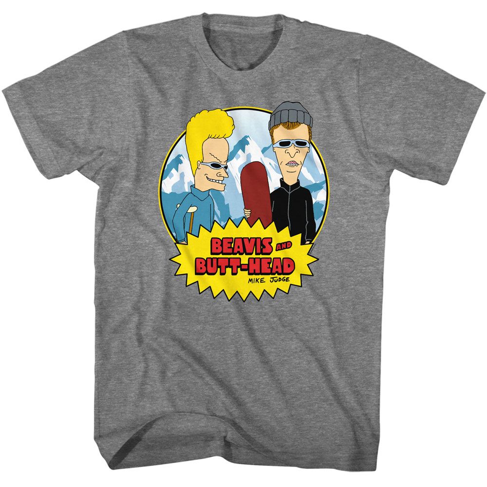 Graphite heather Beavis and Butthead t-shirt featuring Beavis and Butthead Snowboards design