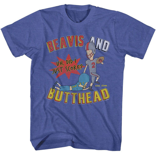 Royal heather Beavis and Butthead t-shirt featuring Beavis and Butthead Football design
