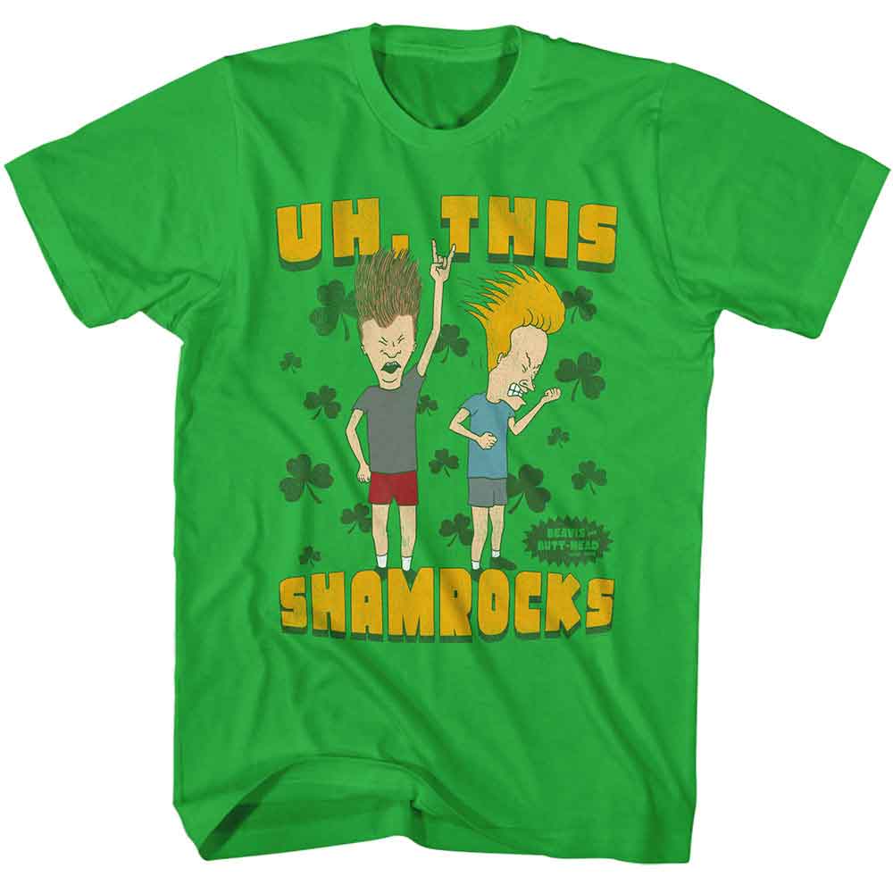 Kelly green Beavis and Butthead t-shirt featuring Beavis and Butthead This Shamrocks design