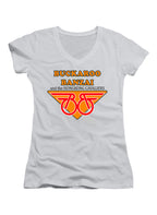 White Band Logo Juniors V-Neck T-Shirt