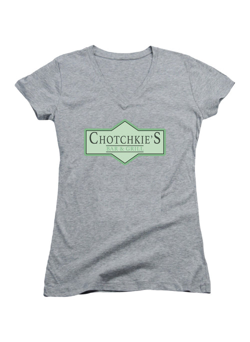 Gray Bar and Grill Logo Juniors V-Neck T-Shirt