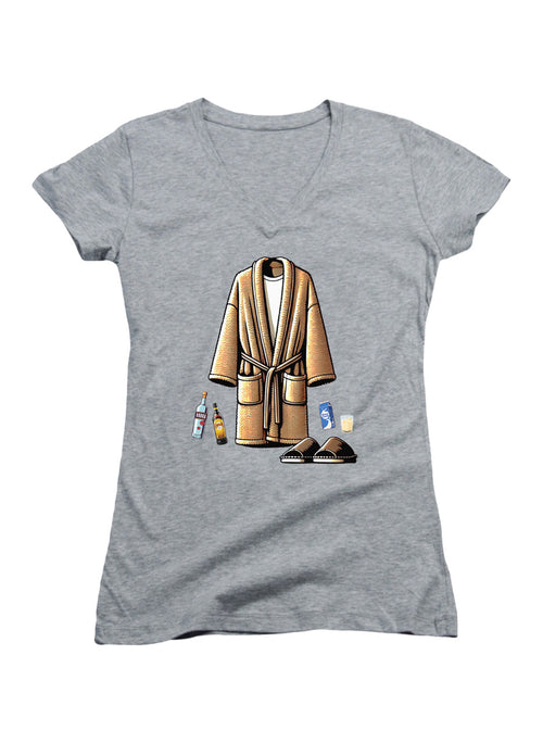 Gray Bare Essentials Juniors V-Neck T-Shirt