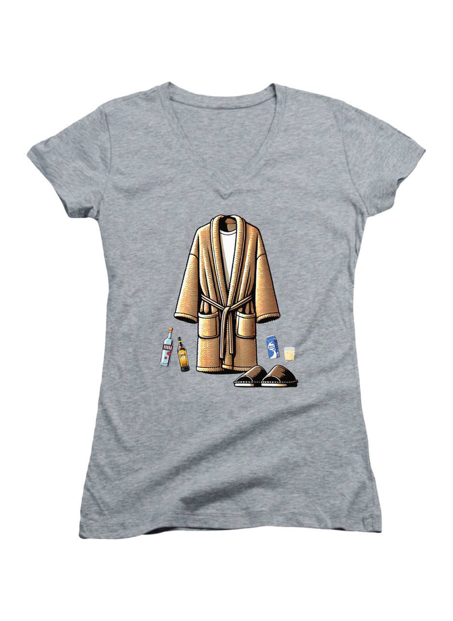 Gray Bare Essentials Juniors V-Neck T-Shirt