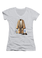 White Bare Essentials Juniors V-Neck T-Shirt