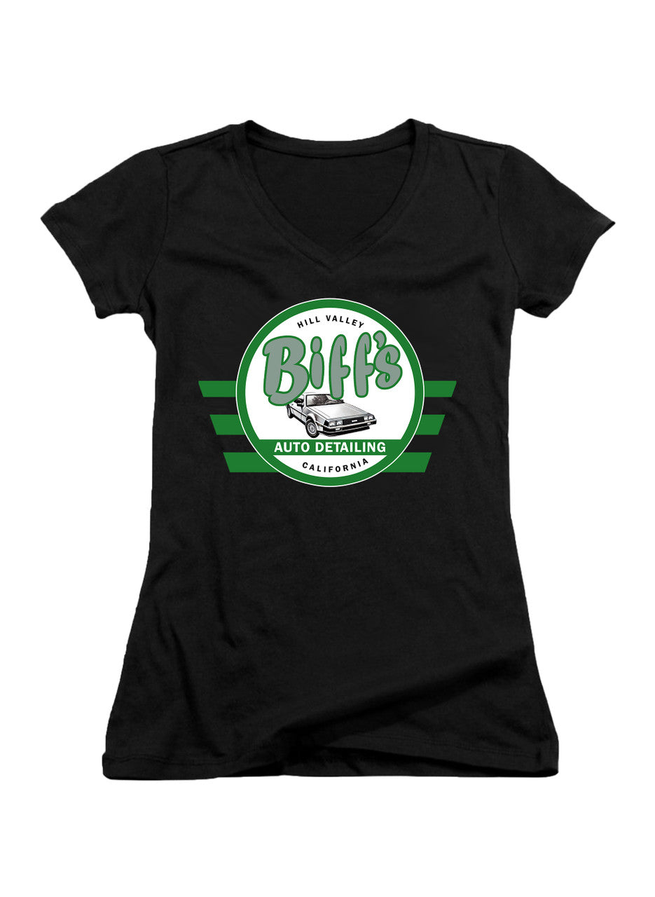 Black Biff's Auto Detailing Juniors V-Neck T-Shirt
