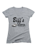 Gray Biff's Automotive Detailing Juniors V-Neck T-Shirt