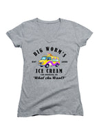 Gray Big Worm's Ice Cream Juniors V-Neck T-Shirt