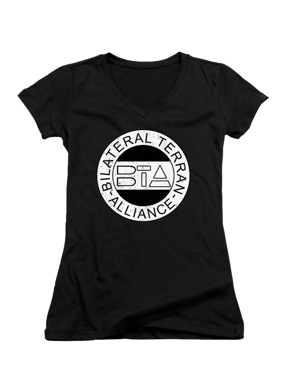 Black Bilateral Terran Alliance Juniors V-Neck T-Shirt